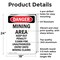 Signmission Portrait Mining Area Keep Out Danger Sign, Aluminum, 18in W x 24in L, 2PK OS-2PACK-DS-A-1824-V-1888 - alternate 6